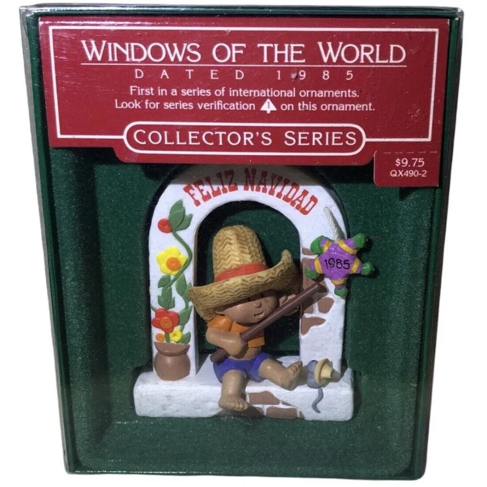 Hallmark 1985 Windows OF The World 1st Series Feliz Navidad‎ 3”Ornament NIB